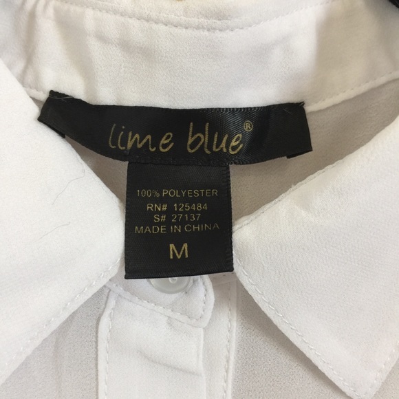 Lime Blue tie front blouse size medium - Picture 4 of 4